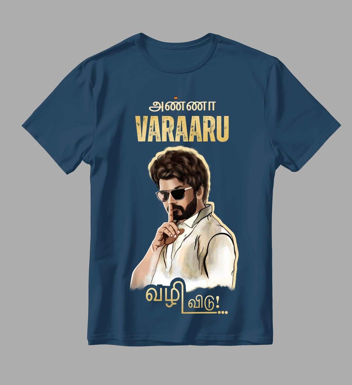Blue Graphic Printed Casual T-Shirt - "Vazhi Vidu" Style