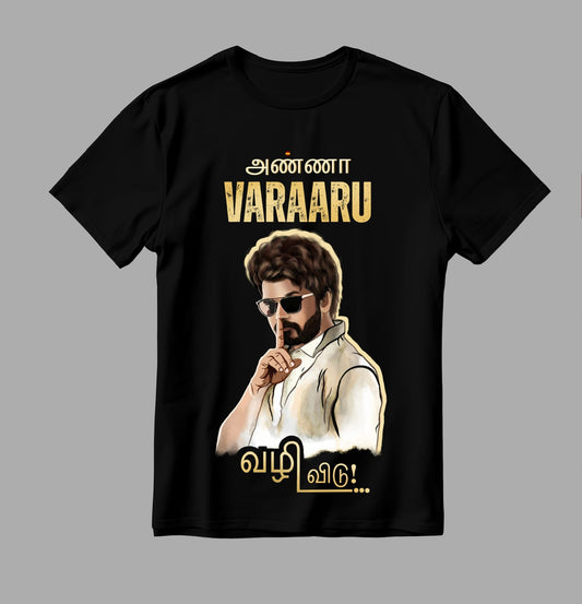 Black Graphic Printed Casual T-Shirt - "Vazhi Vidu" Style