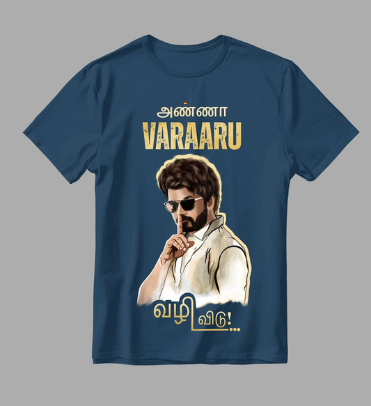 Blue Graphic Printed Casual T-Shirt  - "Vazhi Vidu" Style